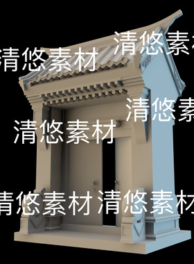 3dmax c4d fbx obj格式中式院门古风古代古典大门文件 非实物B711