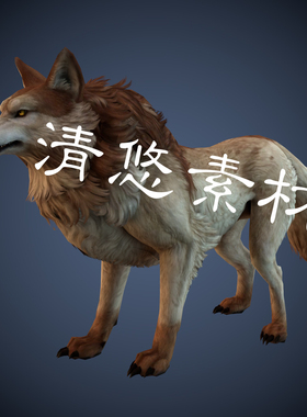 骨骼绑定带动作四足动物3D游戏怪物c4d fbx格式狼模型 非实物A149