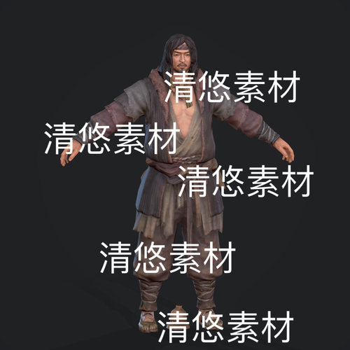 古代酒鬼乞丐人物c4d fbx obj格式骨骼绑定男文件 非实物E214