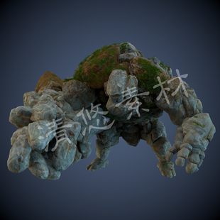 fbx带动画骨骼绑定模型岩石怪石人石神怪物神话角色次世代900 c4d