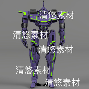 c4d pbr骨骼绑定2k贴图 机器人带动作文件 非实物B877 fbx格式