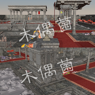 fbx格式 unity maya c4d A83 室外场景模型废墟遗迹神庙石建筑