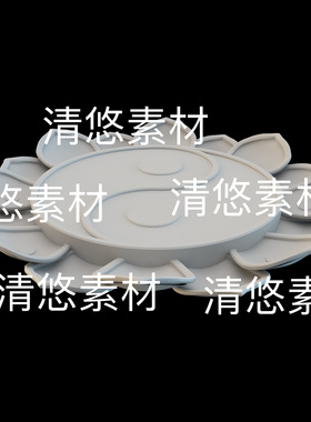 3dmax c4d fbx obj格式古风禅意莲花八卦石台底座文件 非实物D421