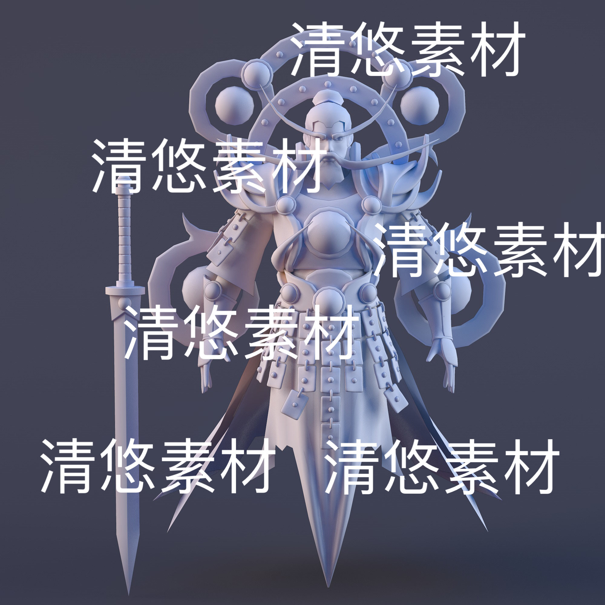 c4d fbx obj格式古风盔甲铠甲灵魂怨魂士兵战士文件 非实物D992