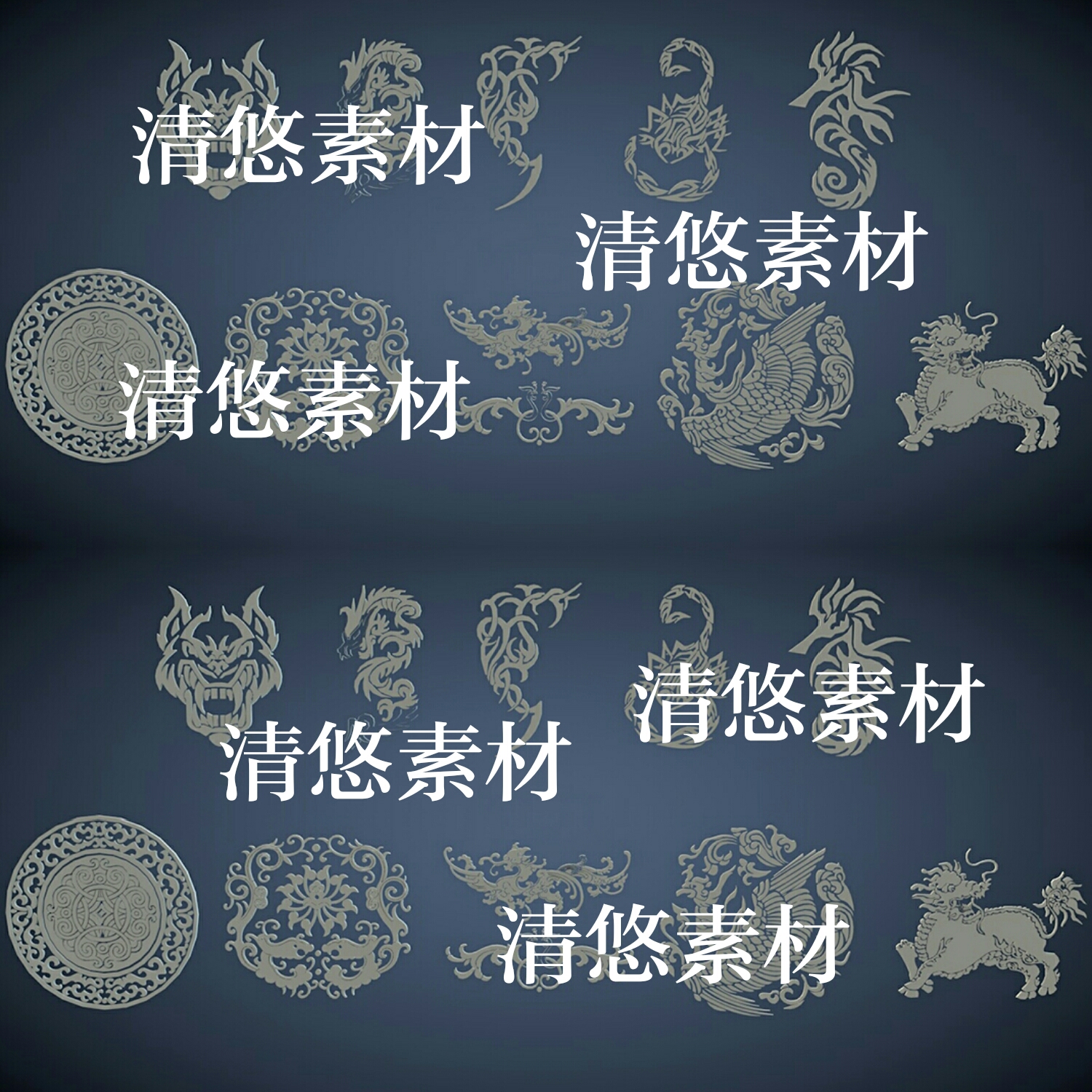3dmax c4d fbx obj格式文件模型古风浮雕动物神兽图腾 非实物A512