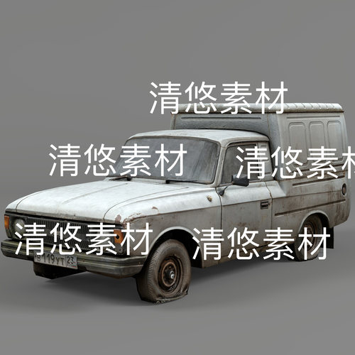 c4d fbx obj 3ds格式pbr次时代老旧皮卡破损汽车文件 非实物B956