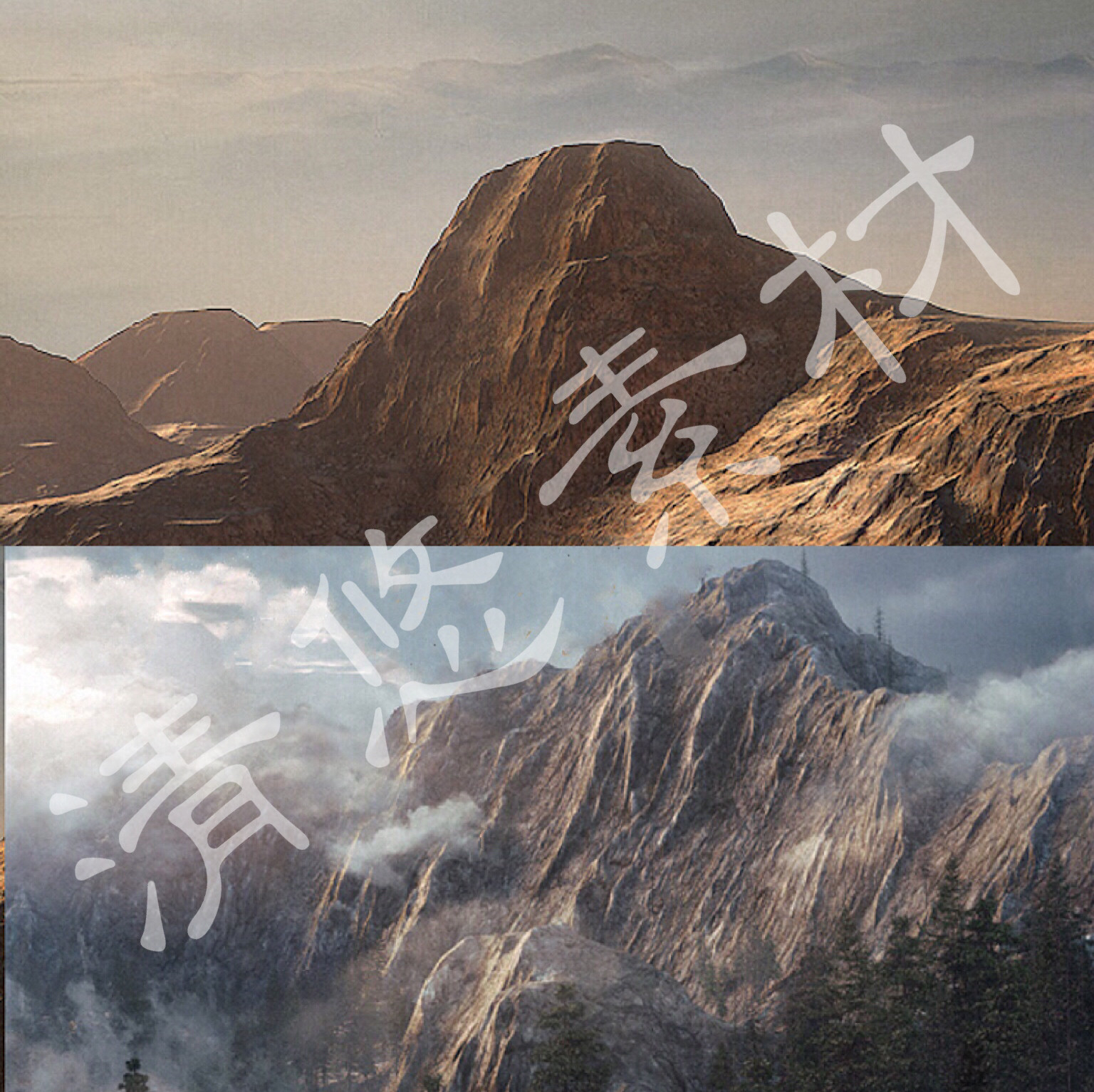 三维地形山脉山谷草原峡谷8k纹理高度法线凹凸贴图 obj模型 328