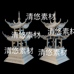 obj格式 3dmax c4d fbx 非实物D76 仙境玄幻塔楼灯塔模型文件