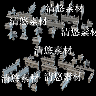obj格式 3dmax c4d fbx 非实物B212 古代游戏风栏杆围栏文件