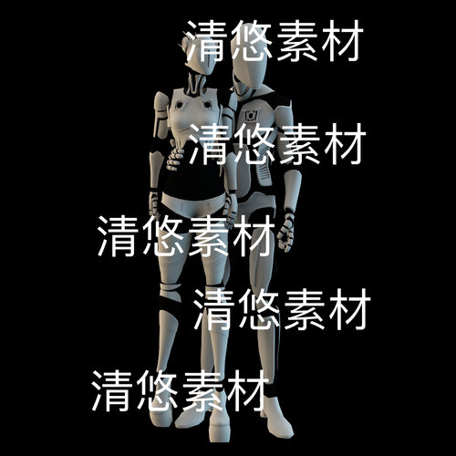 c4d fbx obj格式科幻智能未来情侣男女机器人模型文件 非实物D528