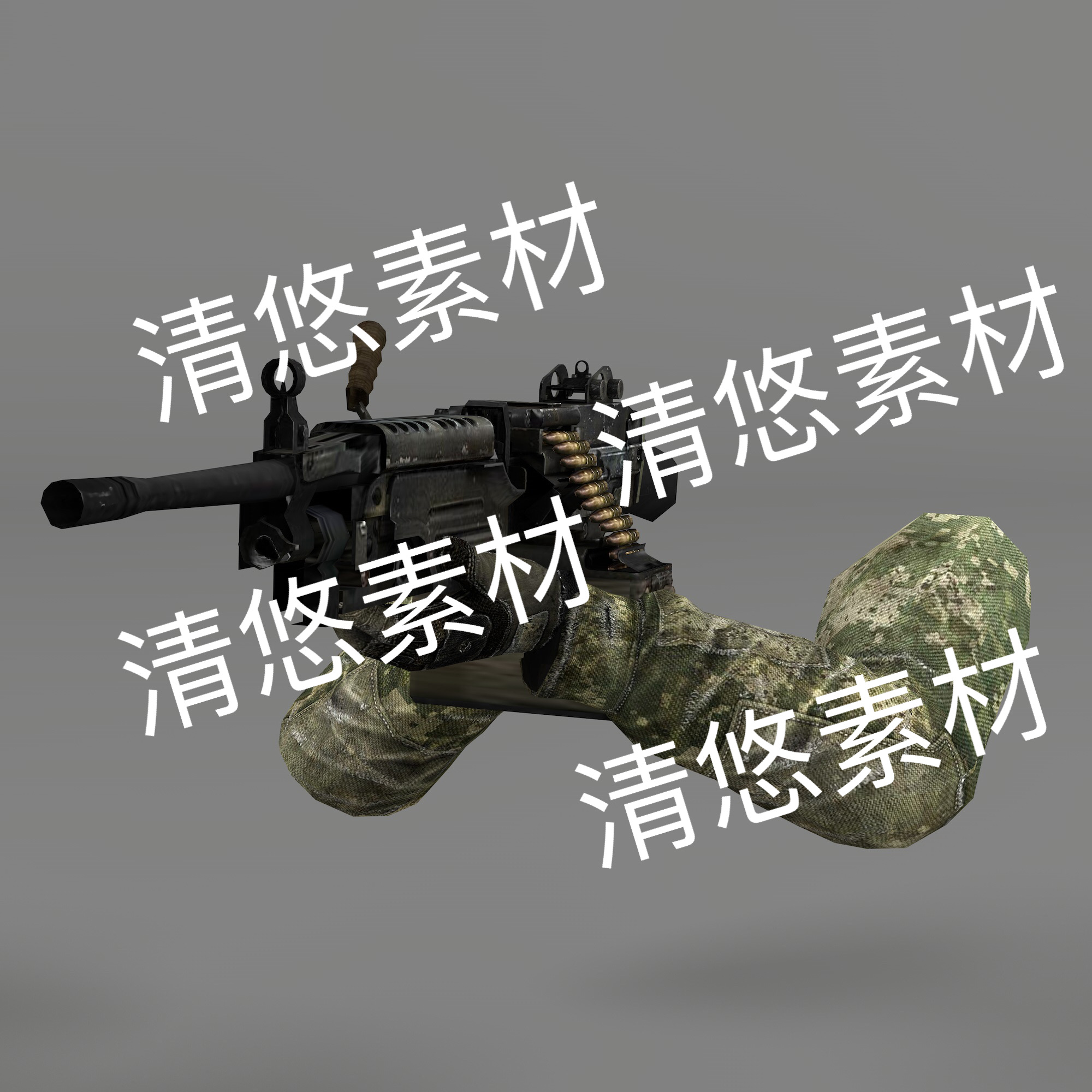 c4d fbx格式射击填弹第一人称M249持枪绑定动作文件 非实物E40