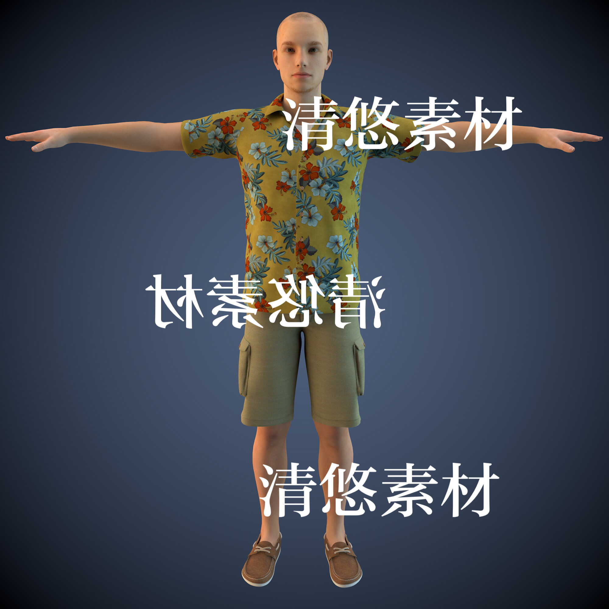 dazG3 c4d fbx格式模型夏装人物男面部身体骨骼绑定 非实物A449