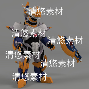 骨骼绑定低模文件 非实物D339 fbx格式 奥特曼怪兽加拉德隆模型c4d