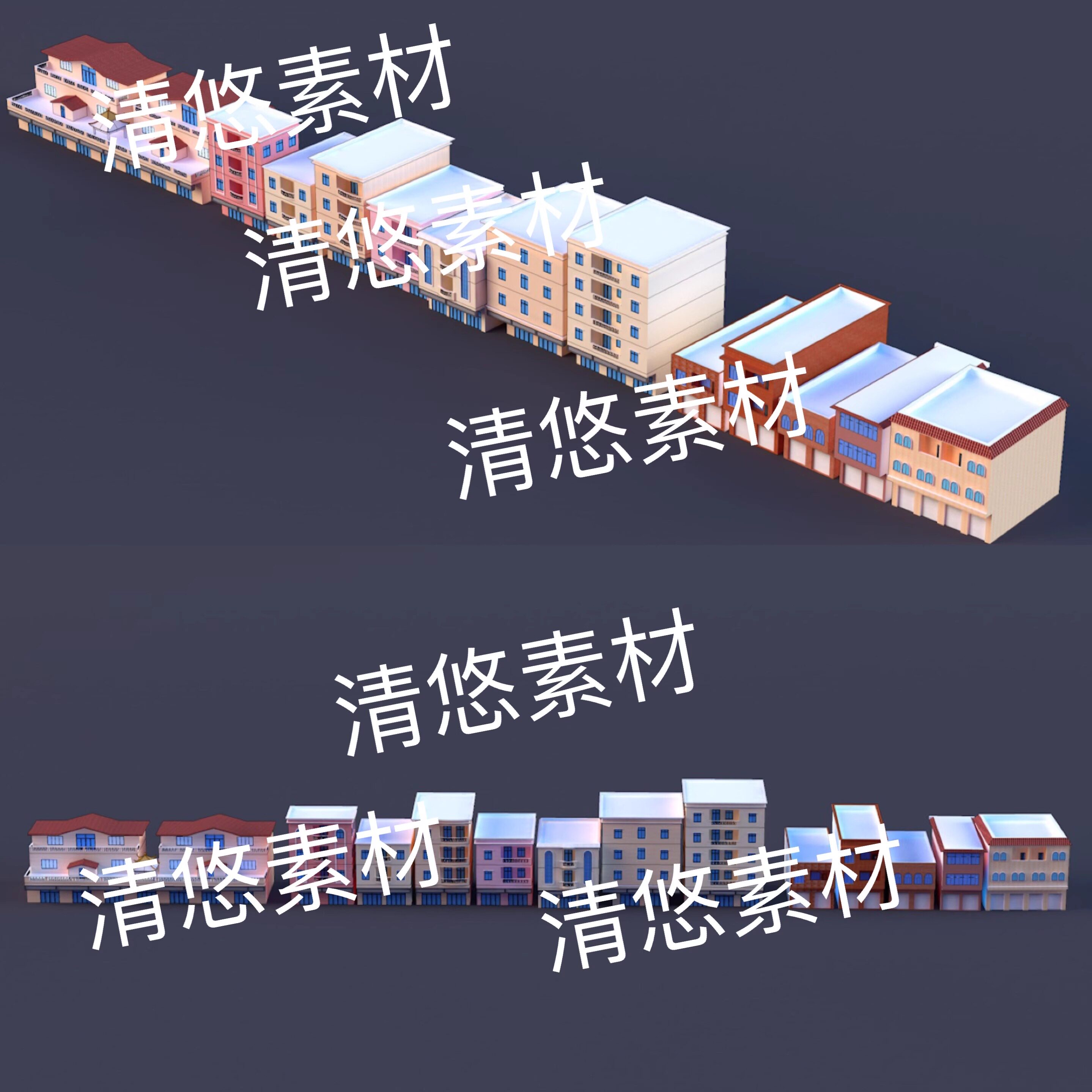 c4d fbx obj格式现代民房乡村小镇自建房单体建筑文件 非实物D978