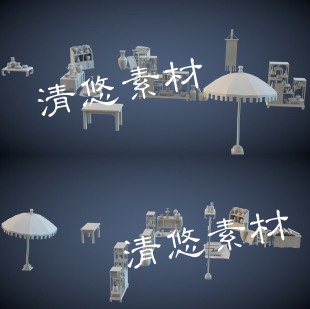 obj格式 古代柜子遮阳伞旗帜罐子3dmax c4d fbx 非实物A325 模型