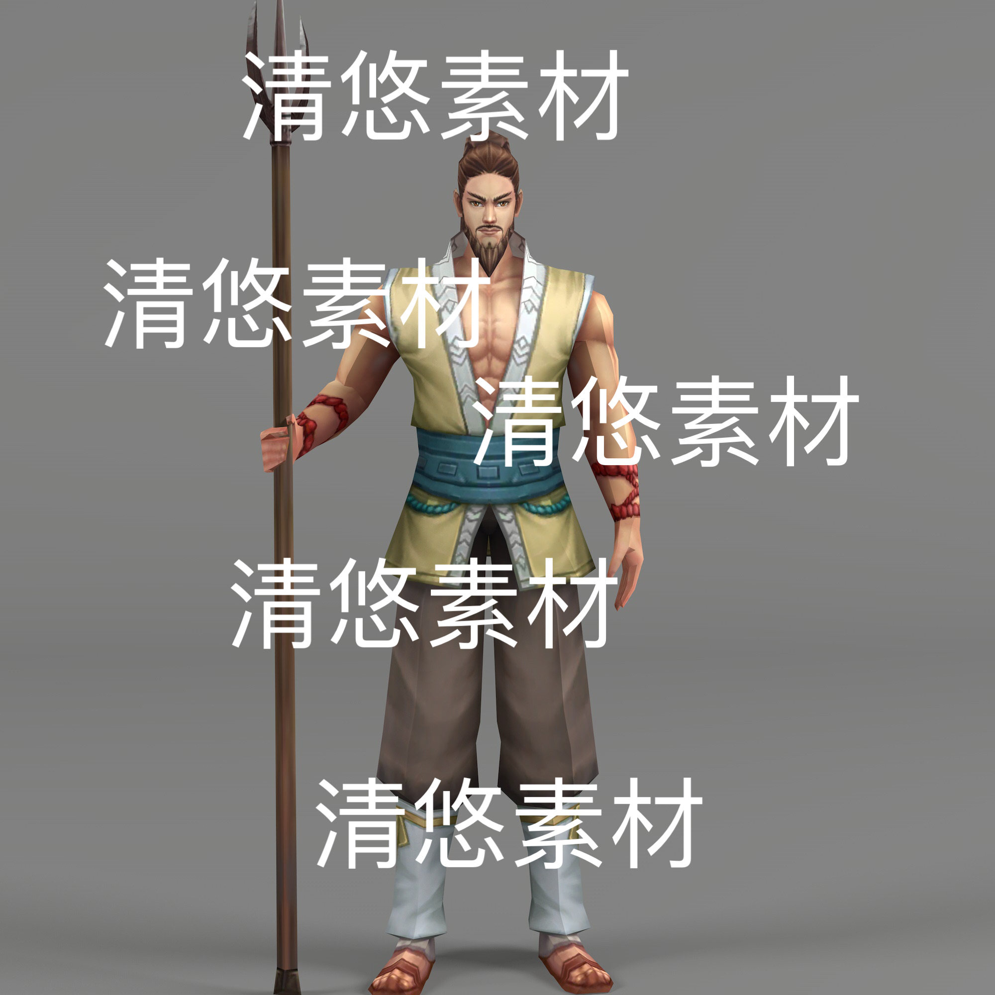 简模c4d fbx格式古装古代人物男村民农夫动作文件 非实物D694