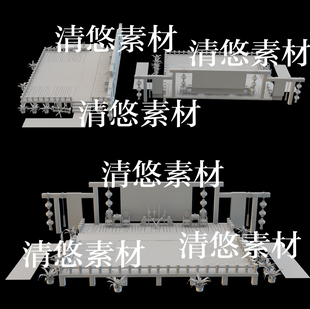 obj格式 3dmax c4d fbx 非实物B88 卡通风擂台比武台灯笼植物文件