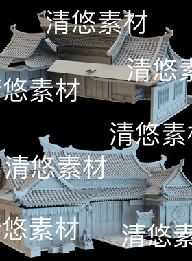 3dmax c4d fbx obj格式中式古建房子门窗木箱构件文件 非实物D774