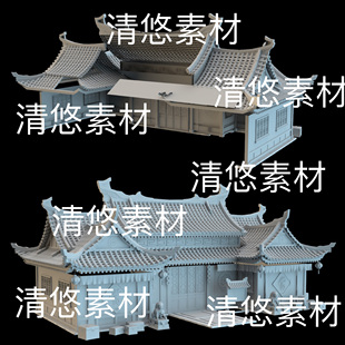 古建房子门窗木箱构件文件 3dmax 非实物D774 中式 obj格式 c4d fbx