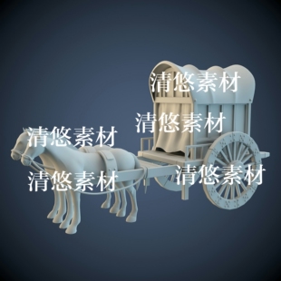 obj格式 中国风古代马车棚车3dmax c4d fbx 非实物A554 3D文件