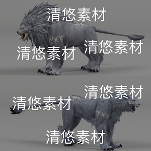奇幻魔幻骨骼绑定动物獠牙雌雄狮子文件 非实物D519 fbx格式 c4d