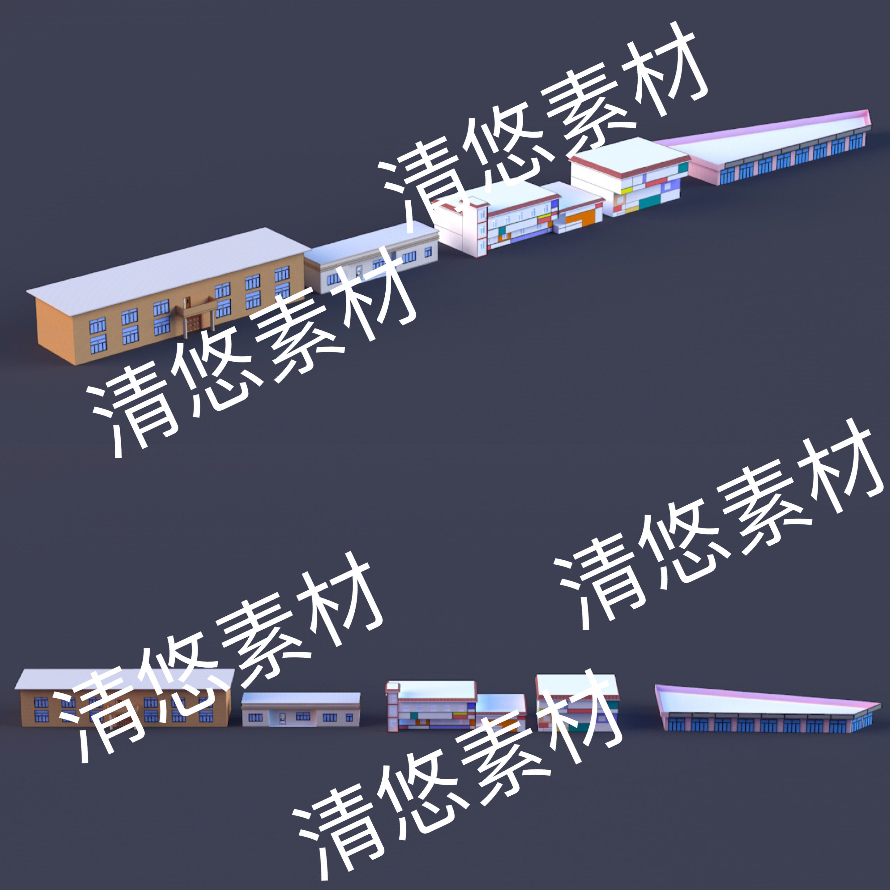 c4d fbx obj格式现代民房乡村小镇自建房单体建筑文件 非实物D980