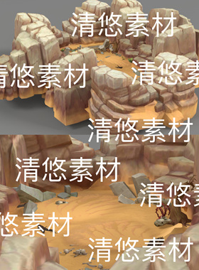 c4d fbx obj格式简模沙漠盆地游戏场景副本地图文件 非实物D294