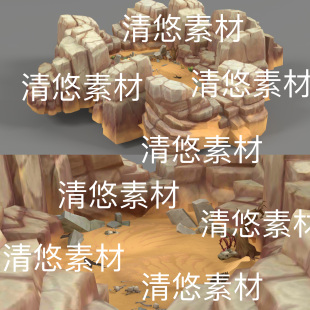 c4d obj格式 简模沙漠盆地游戏场景副本地图文件 非实物D294 fbx