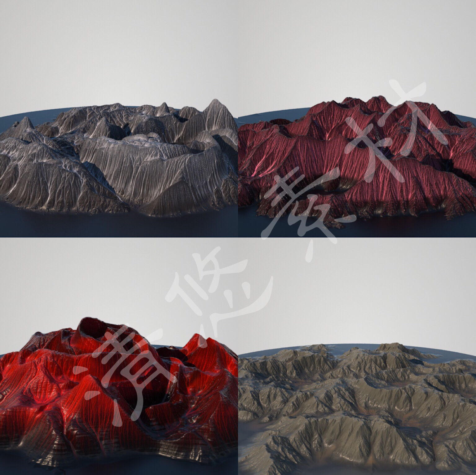 3dmax c4d maya4K置换贴图创意地形海岛地貌山峰山脉岛屿贴图 347