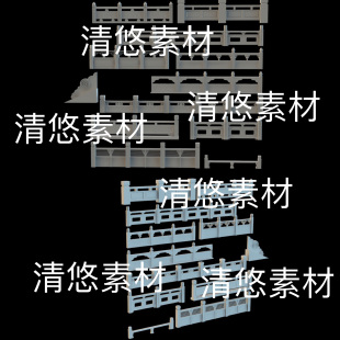 obj fbx c4d 非实物B469 中式 古风石栏杆护栏文件 3ds格式 3dmax