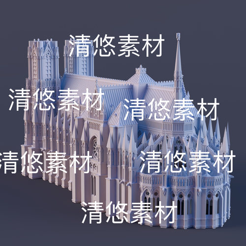 c4d fbx obj格式欧式教堂城堡建筑模型文件 非实物D964