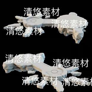 3dmax石块石台石头地形c4d fbx obj格式地台文件模型 非实物E381