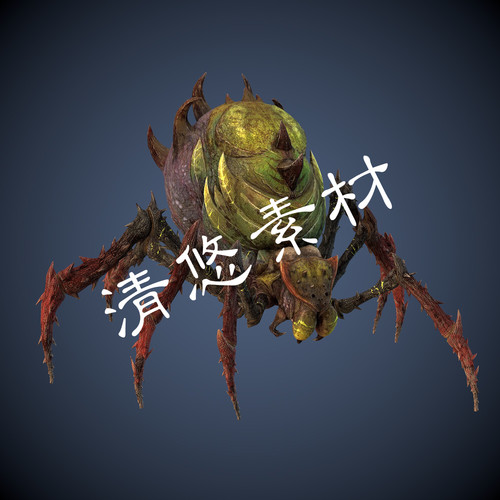 游戏怪物变异蜘蛛c4d fbx格式节肢动物骨骼绑定带动画设计参考A42