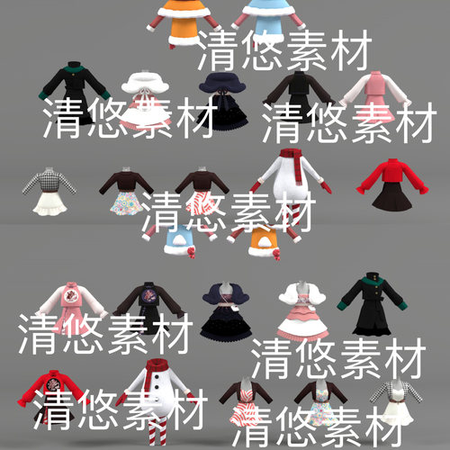 c4d fbx obj格式女生裙子公主裙服饰雪人圣诞衣服文件 非实物D327