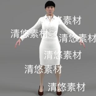 白衣商务空姐护士c4d obj文件 中年女服务员人物 非实物E354 fbx