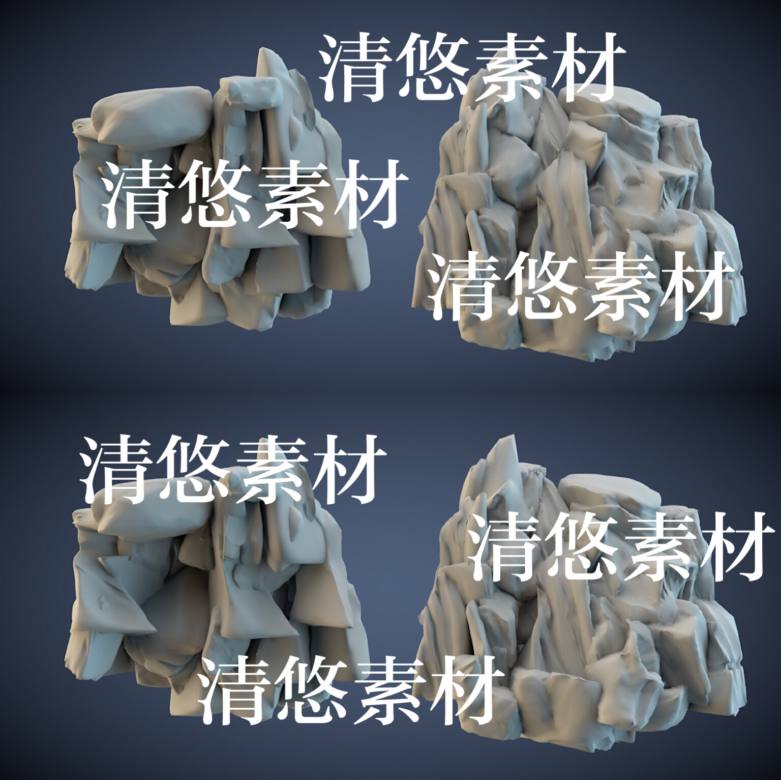 3dmax c4d fbx obj格式文件模型石山岩石石头 非实物A617