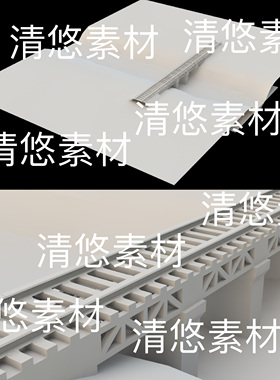 c4d fbx obj 3ds格式铁路桥梁地形场景文件 非实物B562