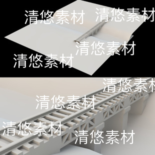 3ds格式 c4d fbx obj 非实物B562 铁路桥梁地形场景文件