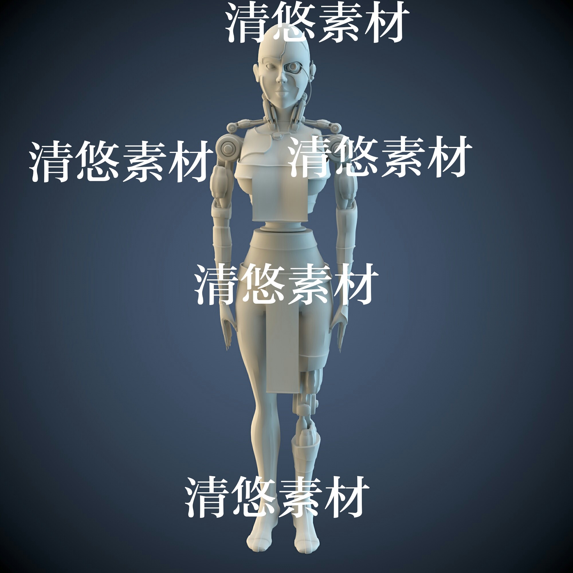 maya c4d fbx obj科幻机甲半人半机器美女文件模型 非实物a755