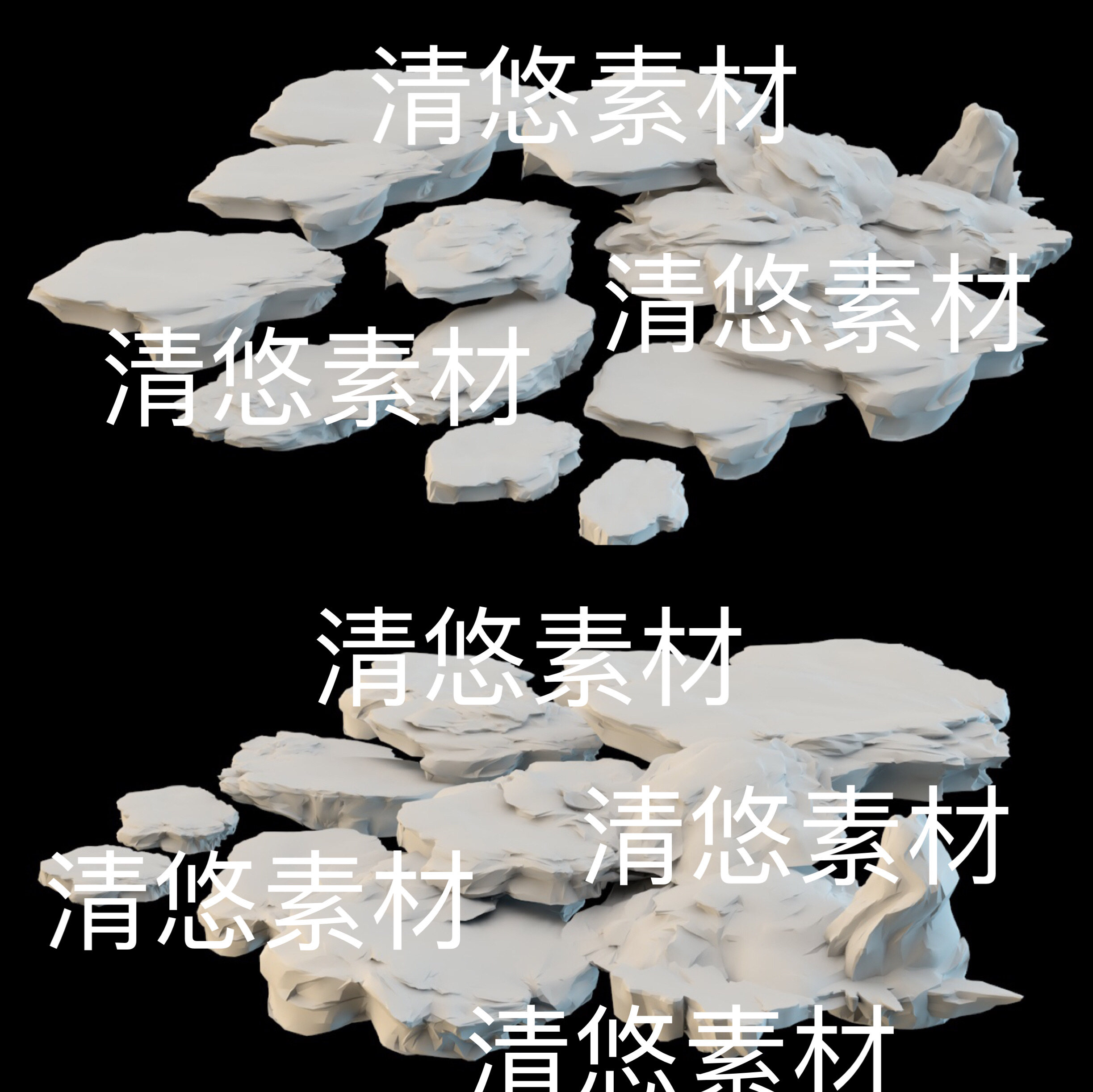 3dmax c4d fbx obj 3ds格式石块碎石场景装饰文件 非实物B605