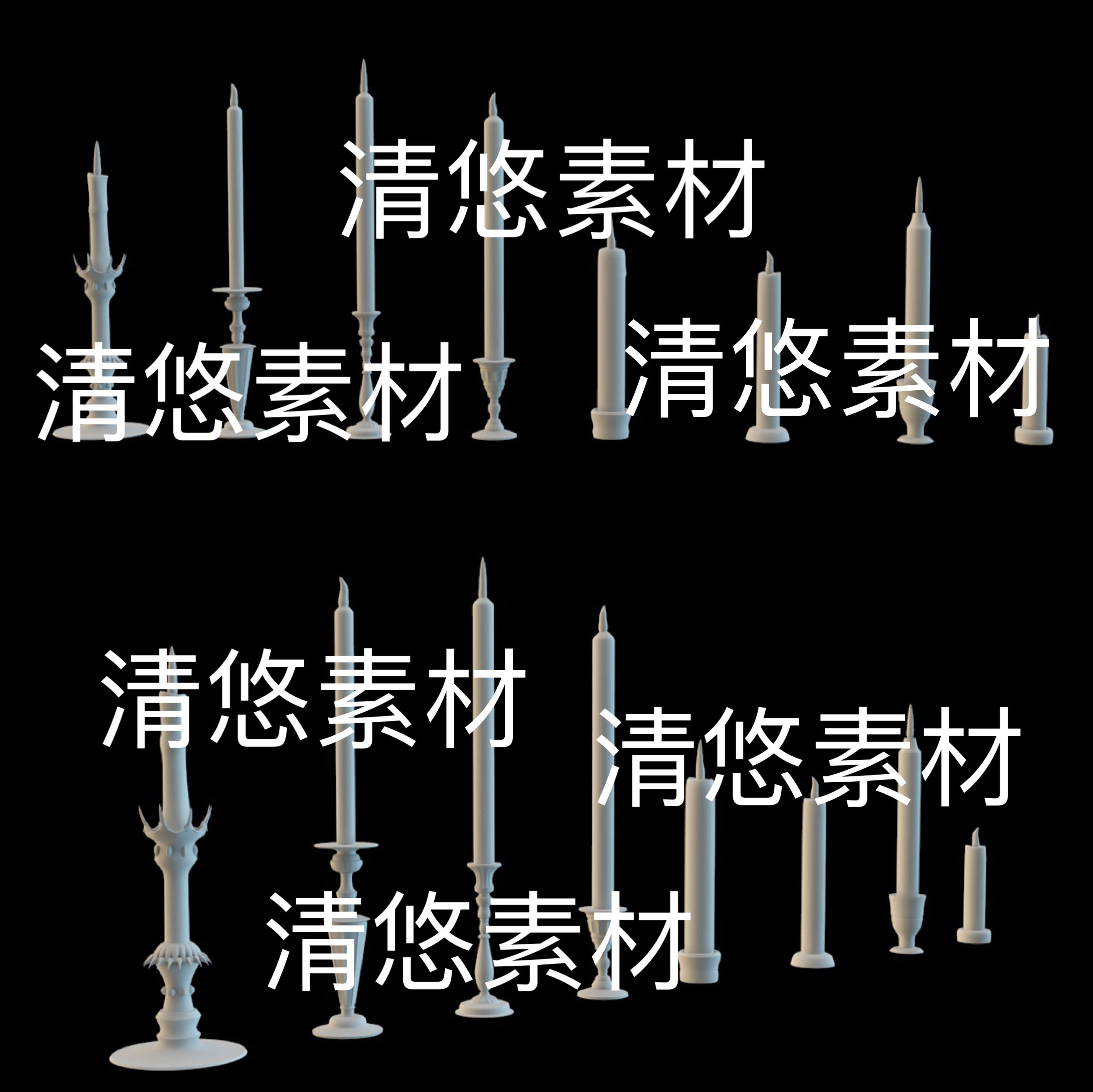 3dmax c4d fbx obj场景装饰室内蜡烛蜡灯烛台模型文件 非实物D520