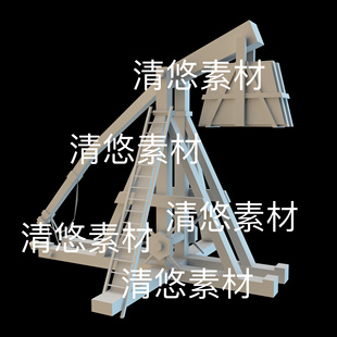 c4d obj格式 古代中世纪投石机武器模型文件 非实物D119 fbx