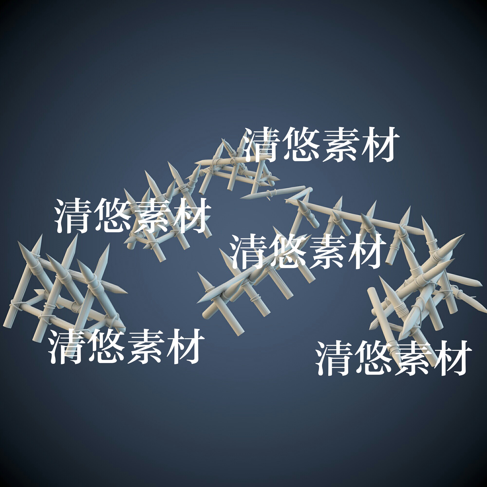 3dmax c4d fbx obj护栏路障古代围栏拒马栅栏模型文件 非实物a809