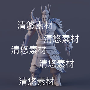 c4d fbx obj格式中国风古装盔甲铁匠勇士人物模型文件非实物D967