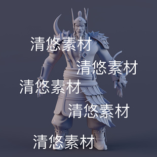 中国风古装 c4d fbx obj格式 非实物D967 盔甲铁匠勇士人物模型文件