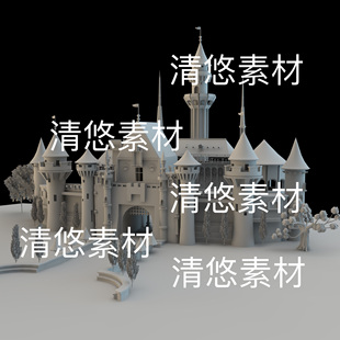 obj格式 maya c4d fbx 非实物B973 西方城堡建筑场景文件