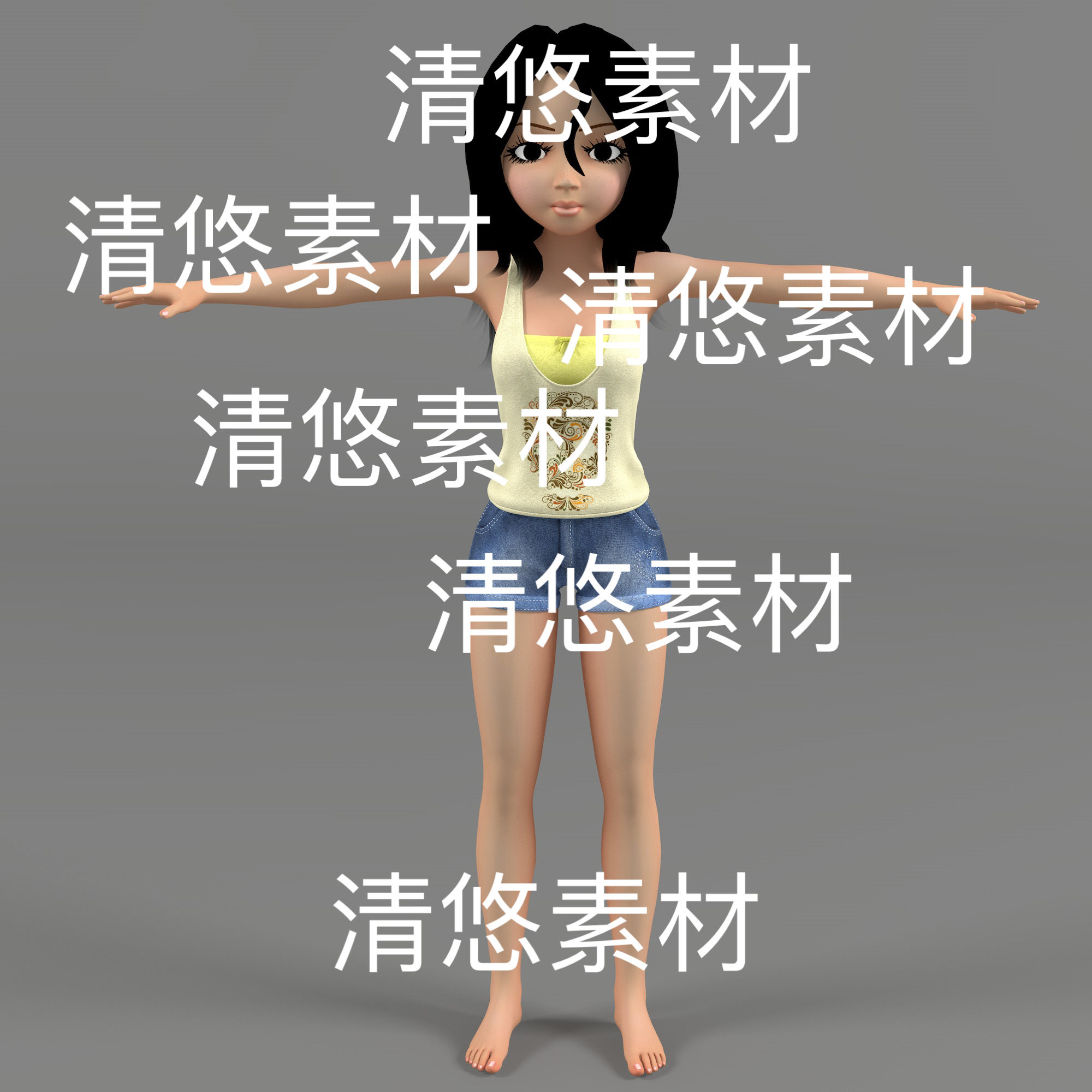 c4d fbx obj格式卡通人物形象小女孩人物模型文件 非实物E180