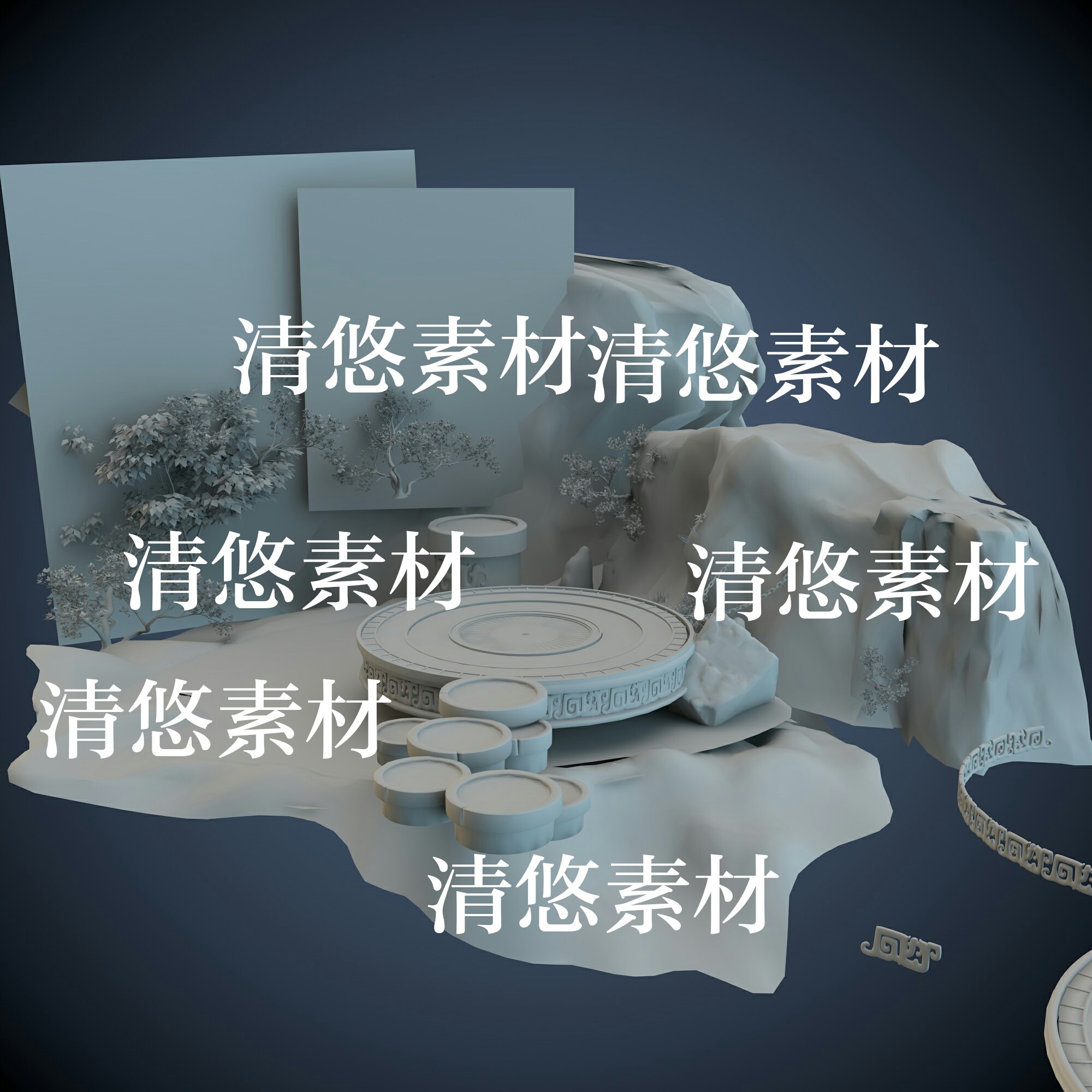 3dmax c4d fbx obj古代仙幻游戏场景平台石台祭坛文件 非实物a684