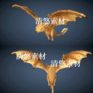 6种颜色骨骼绑定带动作动物小飞龙模型c4d 非实物A377 fbx格式