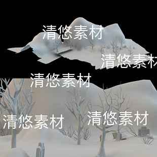 obj格式 maya c4d fbx 非实物D657 荒山野岭树木墓地场景文件